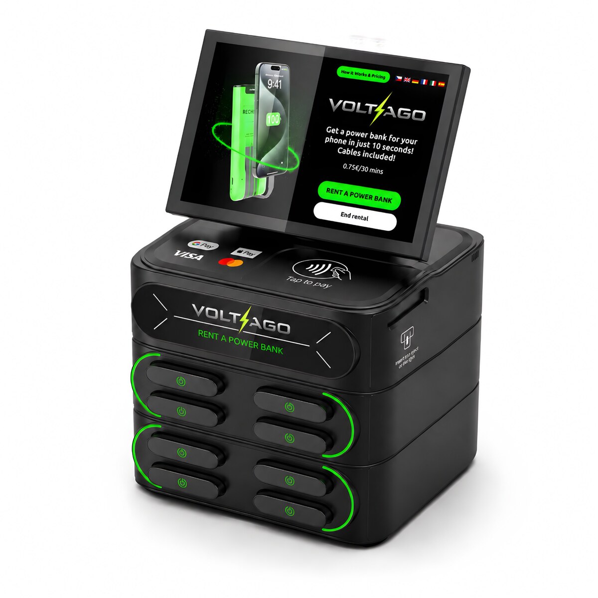 VoltaGo 8-slot black power bank station